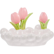 Tischablage für Parfüm, Lippenstift und Schmuck, Keramik, weiße Tulpenform, multifunktional
