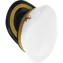 Kapitänsmütze, weiße Polyester-Matrosenmütze mit goldbesticktem Band, Herrenkostüm für Reisen und Cosplay