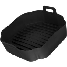 Wiederverwendbare, antihaftbeschichtete Silikon-Backform für Heißluftfritteuse und Backofen, faltbare schwarze Silikonform