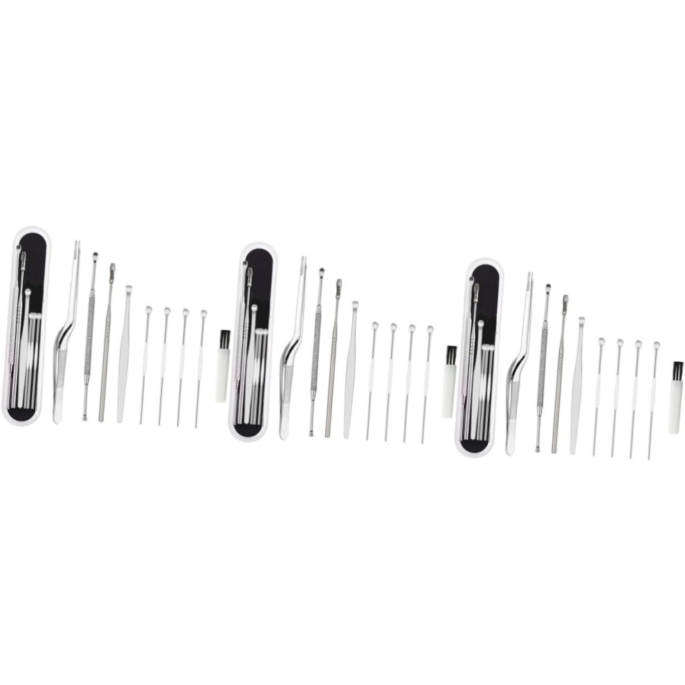 Hkhbjs Silver 24Pcs Stainless Steel Ear Wax Picker Set Ear Wax Cleaner Removal Tools Includes Tweezer For Home Use