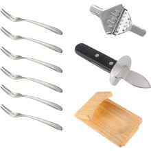 9-teiliges Austernöffner-Set mit Austernzangen, Edelstahl, Holz und Bambus, Handschutz und Meeresfrüchte-Öffner