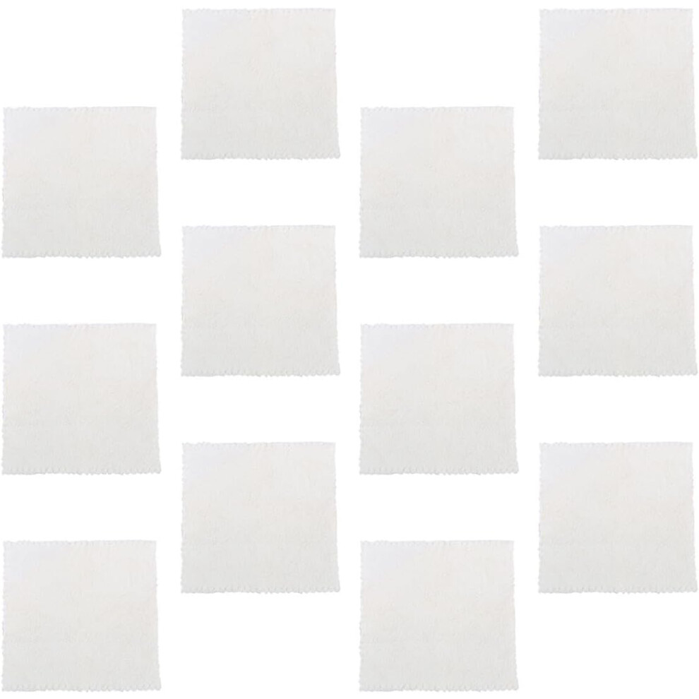 Hkhbjs White/Coral 12Pcs Fleece Square Towels Soft Absorbent Hand Towel
