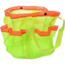 Große Strandtasche aus Netzgewebe mit Henkel, fluoreszierend grün, Reise-Aufbewahrungstasche