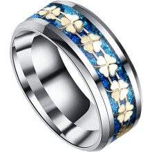 Ring aus Titanstahl mit vierblättrigem Kleeblatt für Damen und Herren, Unisex-Ring, Modeschmuck