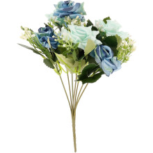 Künstlicher Blumenstrauß, blau, realistisch, aus Kunststoff, zart, dekorativ, zum Verwenden
