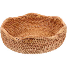 Kleiner runder Brotkorb aus Rattan, 25 x 7 cm