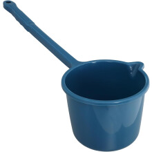 Wasserkelle mit Griff, Kunststoff, Badkelle, Küchenkelle, verschleißfest, langer Griff, blau