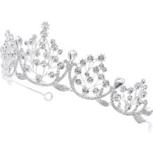 Strasskrone im Barockstil, Vintage-Krone mit Einlegearbeiten für die Braut, Hochzeitstiara, Brauthaarschmuck