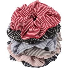 6 elastici per capelli a righe in tessuto, per donne e ragazze, ideali per code di cavallo o per uso quotidiano.
