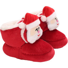 Baumwollstiefel im Weihnachtsmann-Stil, Krippenschuhe für Neugeborene (Jungen und Mädchen), Lauflernschuhe mit rutschfester Sohle für drinnen