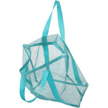 Große Familien-Strandtasche aus Netzgewebe mit Schultergurt, grüner Netzorganizer für Reisen und Urlaub