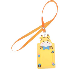 Cartão de silicone macio titular lanyard bonito desenho animado cervo design ID cartão manga