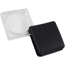 Bureau-paperweight vergrootglas, acryl handloep, zwart vierkant, 50 mm