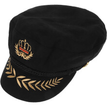 Party-Kapitänshut, atmungsaktives und bequemes Kammgarnmaterial, schwarz, moderner Stil, feines Muster