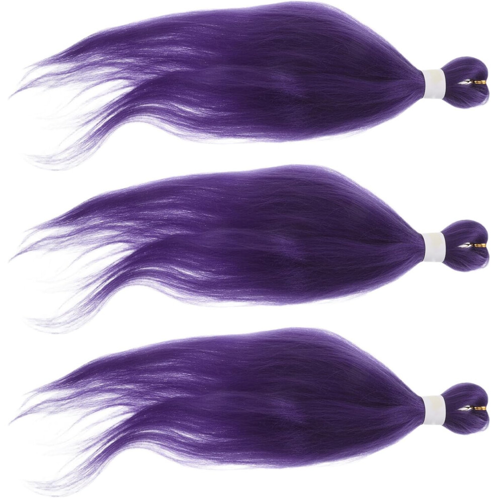 Hkhbjs Unisex Purple 3Pcs African Dreadlocks Wig Long Synthetic Braiding Hair Extensions For Crochet Afro Wig Women Teens Pre Stretched