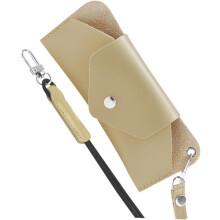 Tragbares Brillenetui zum Umhängen, Outdoor-Brillenaccessoire, Brillenaccessoire in Milchtee-Khaki mit Nackenband, geeignet für Reisen