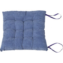 Coussin d'assise en coton et lin bleu, antidérapant et capitonné, pour un bon maintien