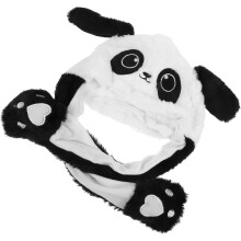 Niedliche Plüschmütze mit beweglichen Pandaohren für Mädchen, Tierohren-Partymütze, Cosplay-Mütze, warme Wintermütze
