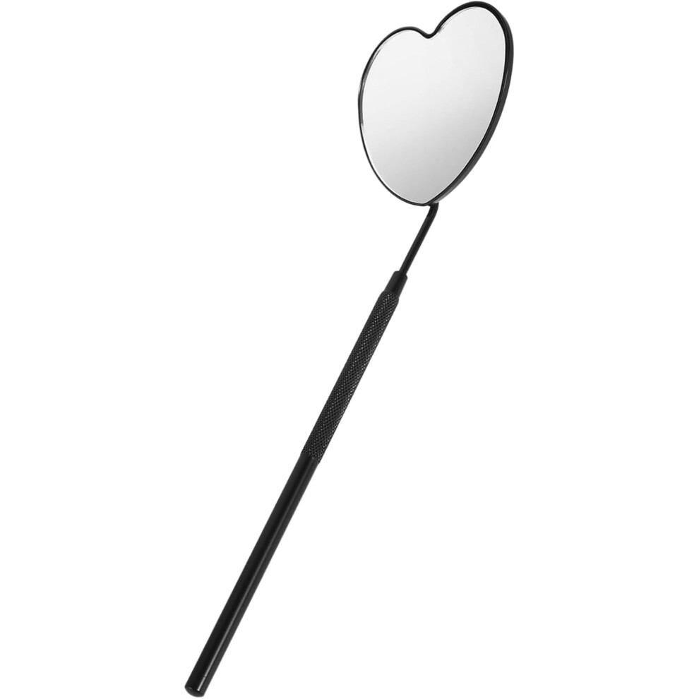 Hkhbjs Handheld Heart-Shaped Eyelash Extension Mirror Black Stainless Steel Large Lash Mirror