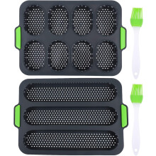 Set Silikon-Brotbackform, perforierte Kastenform für französisches Brot, Antihaft-Brötchenform