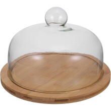 Kuchenvitrine mit Glasdeckel, multifunktionale Kuchenaufbewahrungsplatte, Material: Holz und Glas