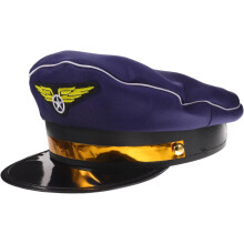 Blaue Flugbegleitermütze, Cosplay-Kostümkappe aus Polyester, Einheitsgröße, leicht anzuziehen