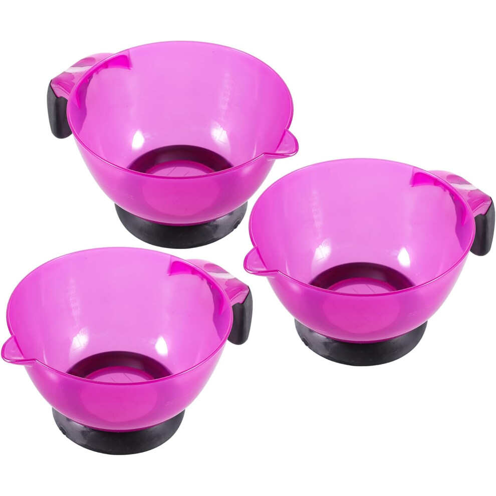 Hkhbjs Purple Silicone Hair Dye Bowl Set 3Pcs Hair Coloring Mixing Bowls With Handle Sturdy Dyeing Tool For Salon And Home Use