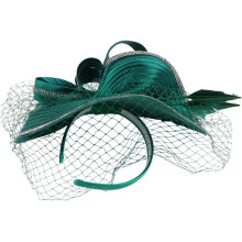 Chapeau bibi en lin vert pour femme, accessoire de coiffure élégant pour un tea party