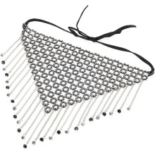 Maskenball-Gesichtsschmuck mit Strasssteinen, Metallquastenkette, Party-Kristallschleiermaske für Damen
