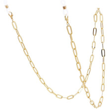 Metallene Büroklammer-Brillenkette mit Maskenverschluss, goldfarbener Schutzmaskenhalter und Brillenkette