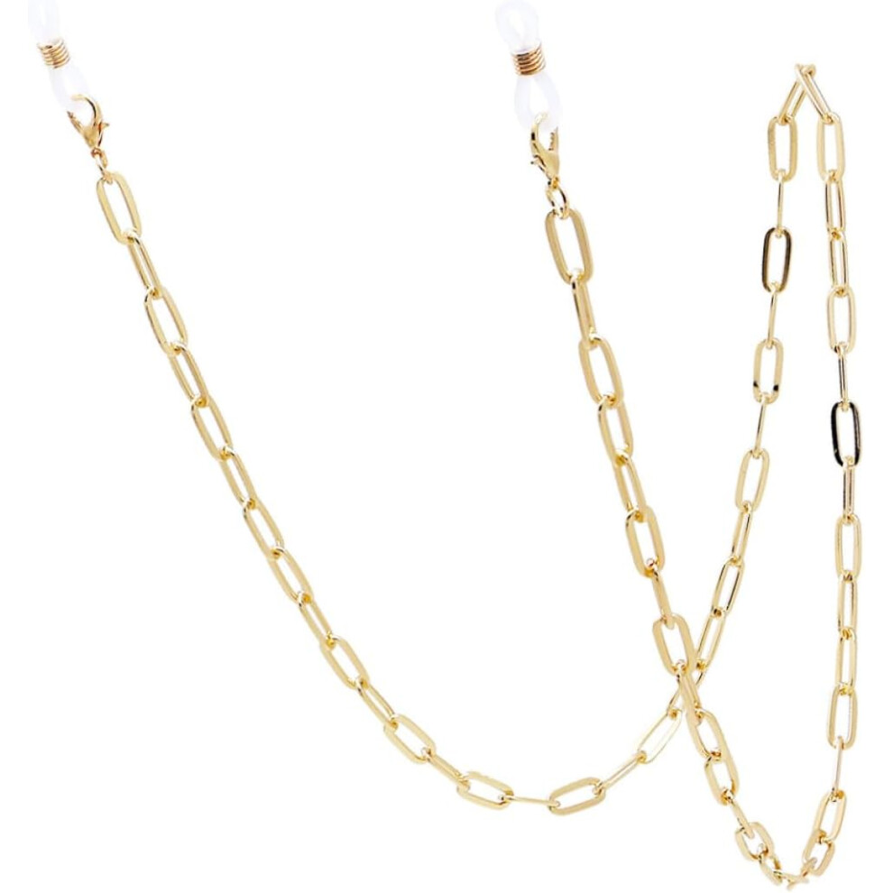 Hkhbjs Gold Metal Paperclip Glasses Chain Face Mask Lanyard, Tone Safety Mask Holder And Eyeglasses Necklace