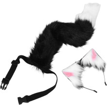Plüschkatzenschwanz-Accessoire, flauschiger Katzenschwanz und Stirnband für Cosplay, Tierrollenspiele, Halloween-Kostümpartys