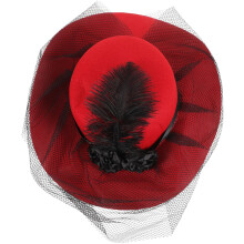 Pălărie Fascinator din plasă roșie pentru femei, accesoriu elegant pentru nuntă, petrecere, banchet, mireasă