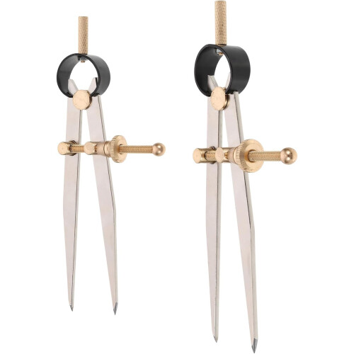 2pcs DIY couro artesanato marcação medidores pés planos de cobre, 6 polegadas e 8 polegadas Leathercraft bússolas