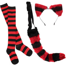 1 Ensemble queue de renard, oreilles de loup, queue de thérian, bandeaux pour filles, oreilles de chat, queue rayée