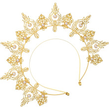 Goldene Perlen-Hochzeitskrone, Tiara, Haarreif, Brautschmuck, Haaraccessoires für Brautjungfern, Vintage-Abendkostüm-Kopfschmuck