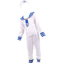 Matrosenuniform-Partykostüm-Set für Jungen, weiß, mittlere Größe, Aufführungskleidung