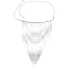 Silberne Strassquasten-Maskenballkette für Damen, eleganter langer Gesichtsschmuck im Vintage-Stil