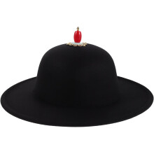 Vintage Filzhut mit gewölbter Krone und verstellbarem Kinnband für Jinyiwei Cosplay, breitkrempiger chinesischer Kostümhut