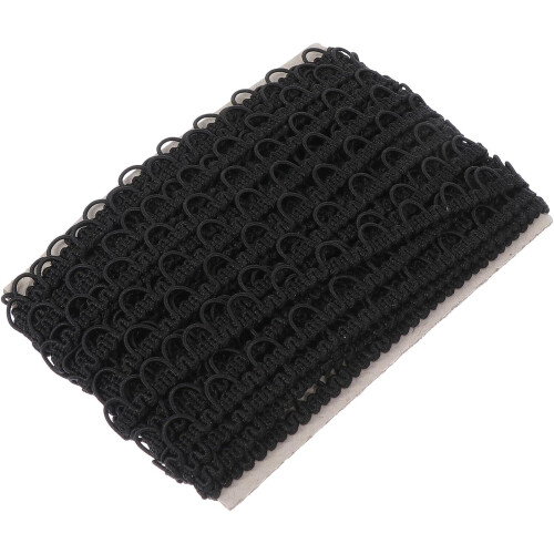 10m Black Wave Edge Lace Trim with Elastic Button Loop, Wedding Costume Accessories