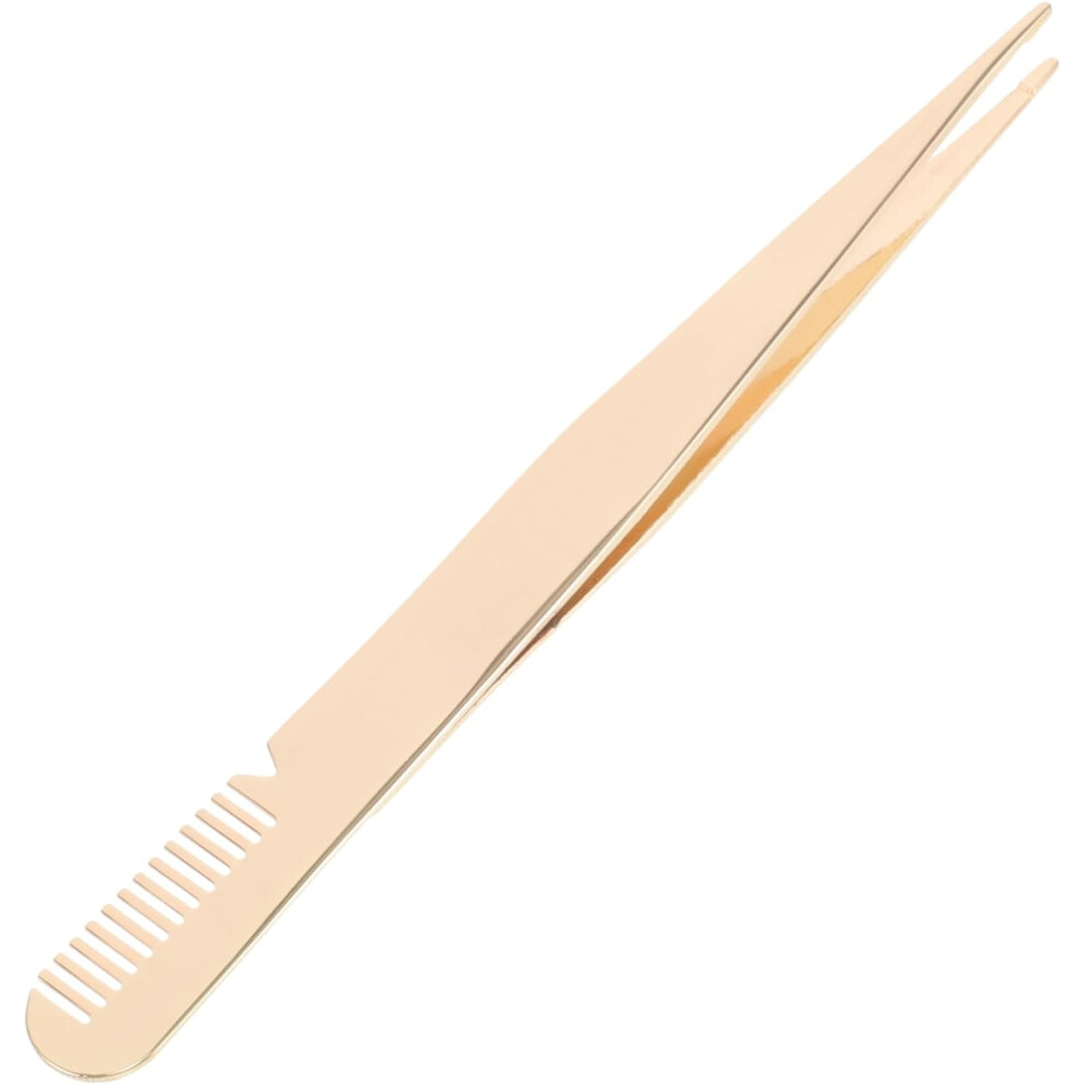 Hkhbjs Golden Metal Lash Clamp Tweezer With Comb Eyelash Applicator Tool
