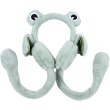 Cartoon Frog Plush Ear Muffs com Moving Ears Green e para uso ao ar livre de inverno