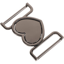 Herzförmiger Knebelverschluss aus Metalllegierung, 40 mm, gunmetal-schwarz, Mantelverschluss, Bekleidungsaccessoire