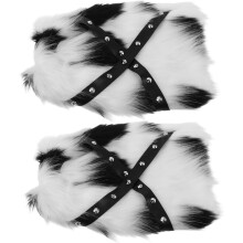 Thermische Beinstulpen im Punk-Stil für Damen, flauschig, mit Kuhmuster, weich