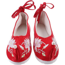 Chinesische bestickte Stoffschuhe für Damen mit Keilabsatz, Hanfu-Schuhe