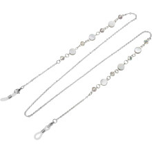 Catena per occhiali in acciaio inossidabile, cordino con design a conchiglia argentata, collana porta occhiali in acciaio al titanio