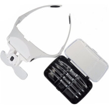 5-Linsen-Lupenbrille mit LED-Licht, verstellbarem Kopfband