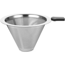 Wiederverwendbarer Kaffeefilter aus Edelstahl, Getränkesieb, kegelförmig, korrosionsbeständig, verschiedene Griffe, geeignet