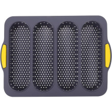 Silikon-Kastenform mit 4 Schlitzen, antihaftbeschichtet, flexibel, schwarz, für französisches Brot