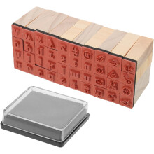 Stempelset aus Holz mit Kleinbuchstaben, 40 Mini-Buchstabenstempel